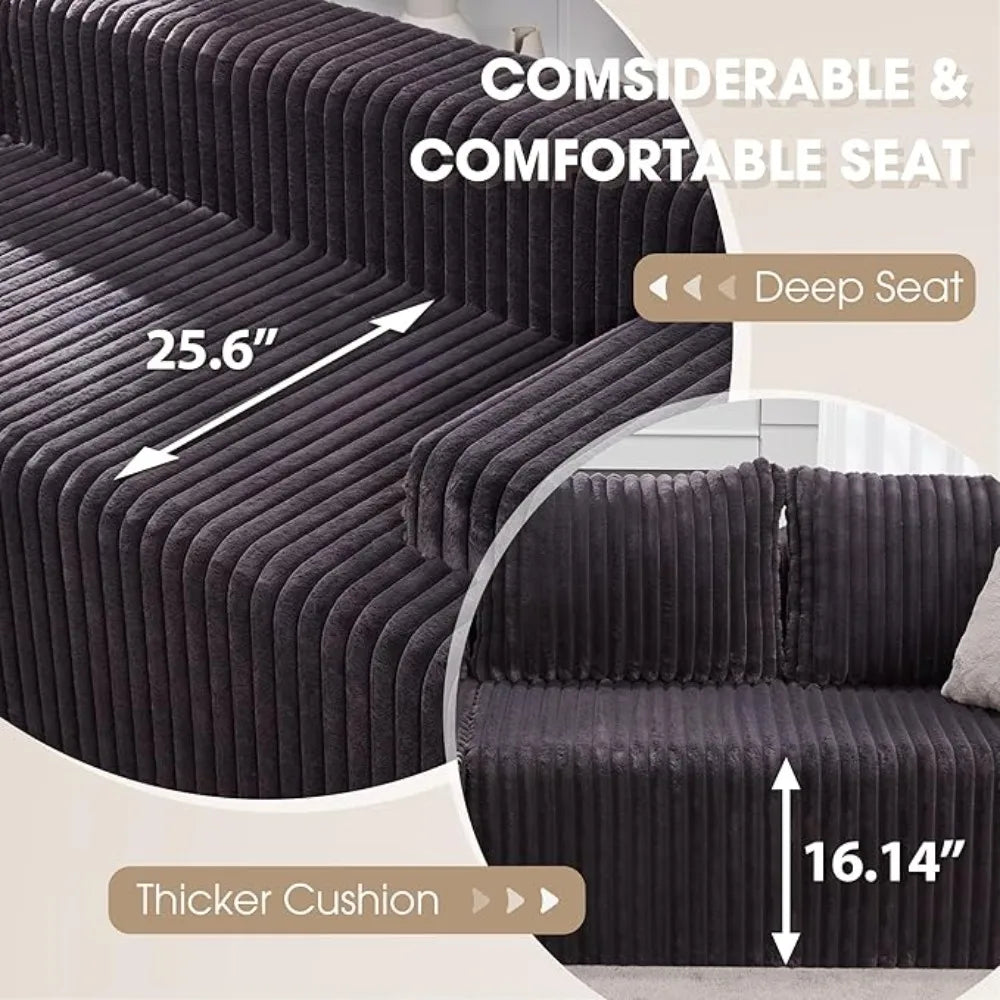 HUANZHUANG Luxury Style Memory Foam 3 Seat L Shaped Sofa