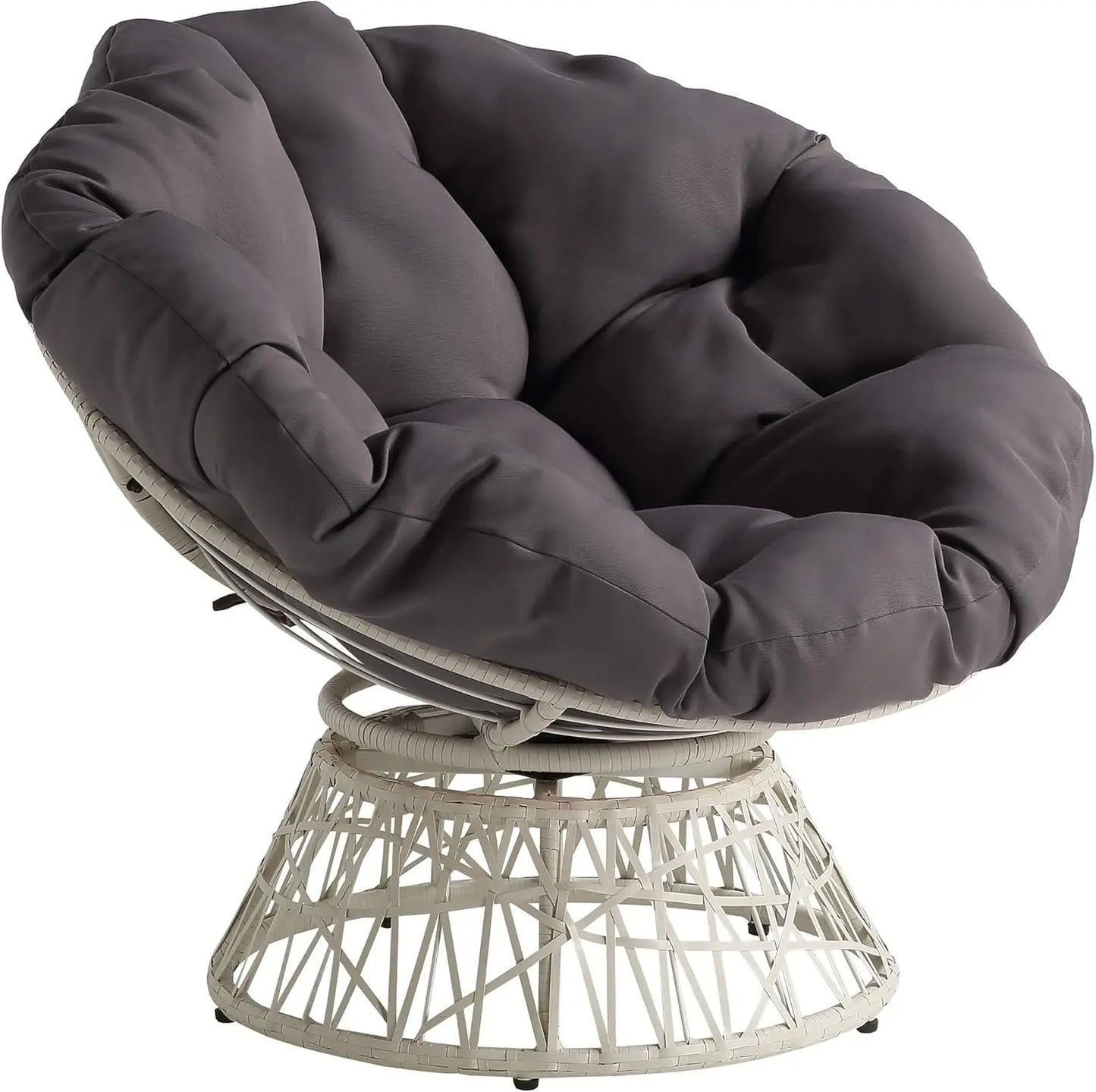 OEING Wicker Papasan Chair With 360 Degree Swivel