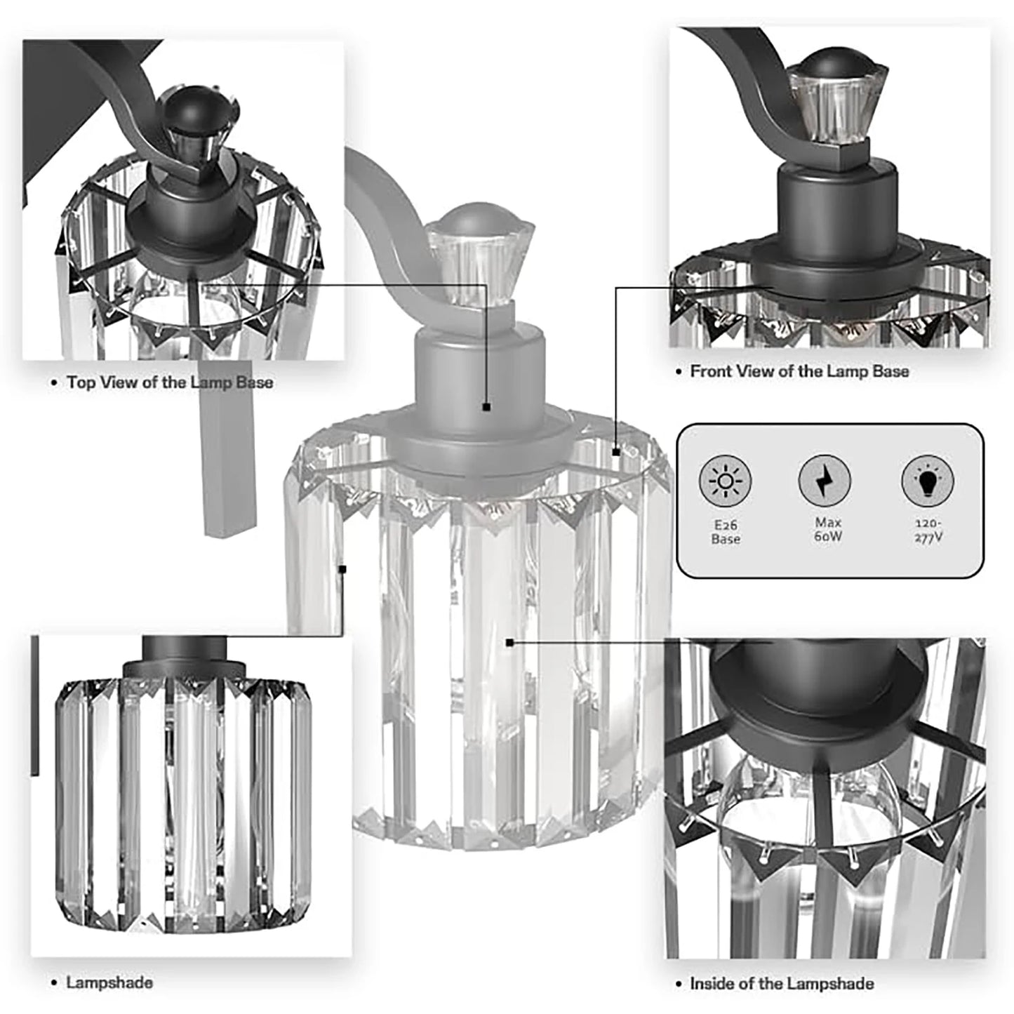 HobbyLane Modern Crystal Vanity Lights LED 3 4 5 6