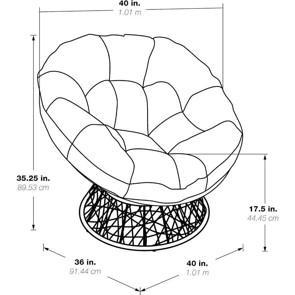 OEING Wicker Papasan Chair With 360 Degree Swivel