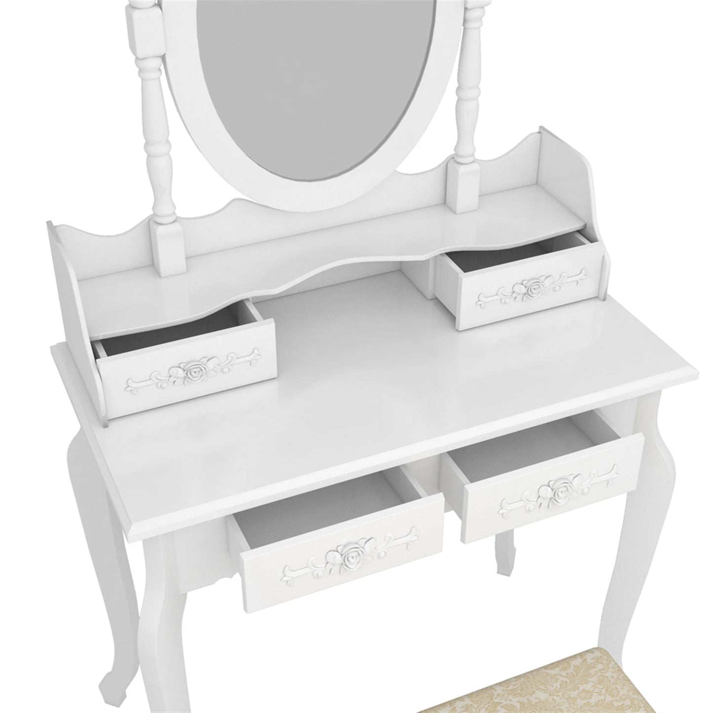 General Use Modern 4 Drawer 360 Degree Mirror Dresser