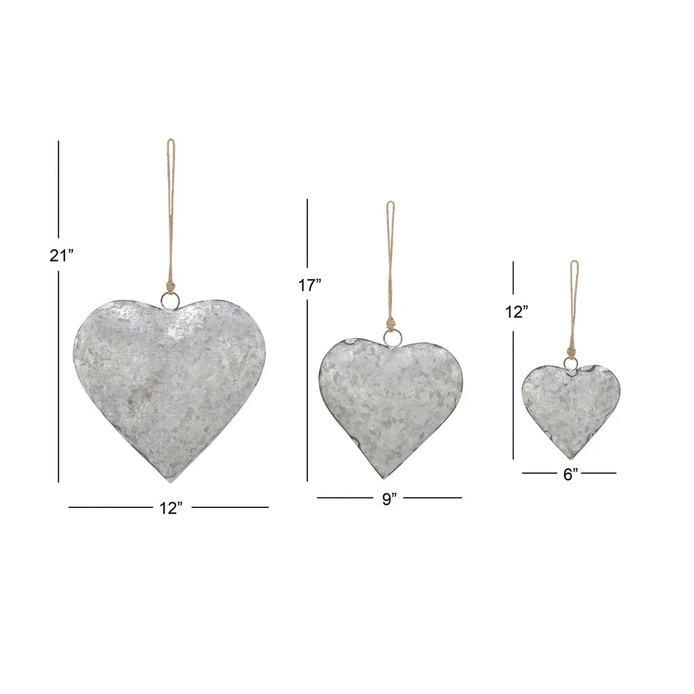 DUTRIEUX Tibetan Inspired Silver Heart Bell Set Three Piece Decor