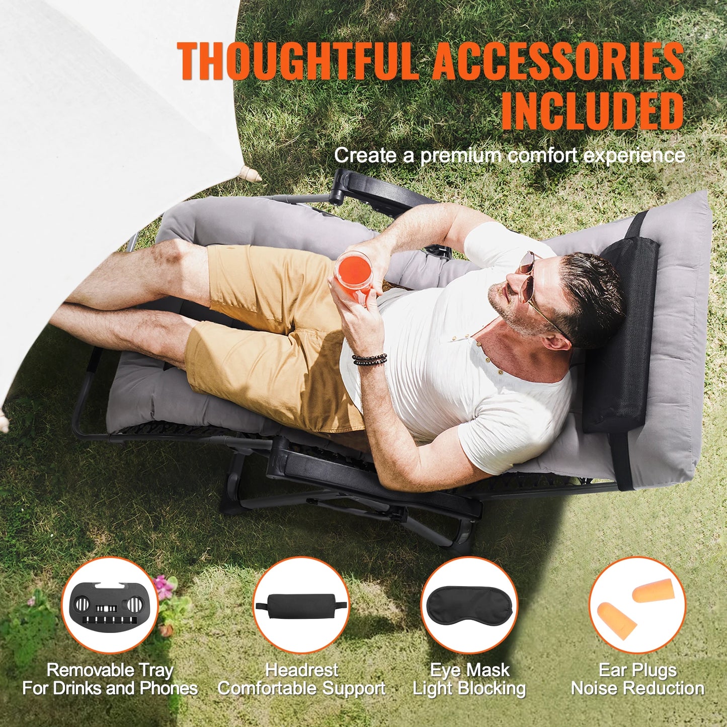 SucceBuy Zero Gravity Chair Outdoor Lounge Recliner Cupholder