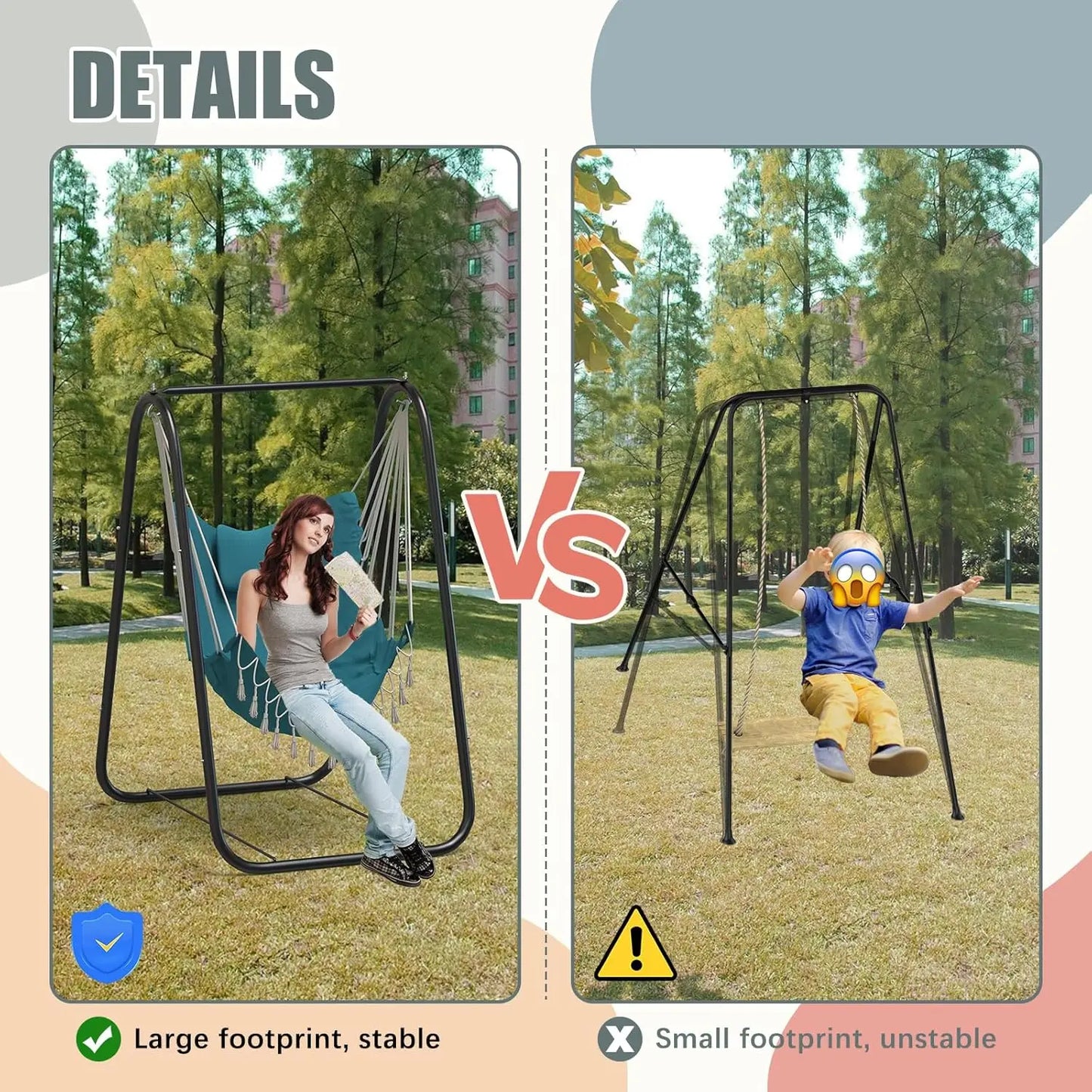 XMSJ Hammock Chair With Stand Heavy Duty Rustproof Hanging Chair