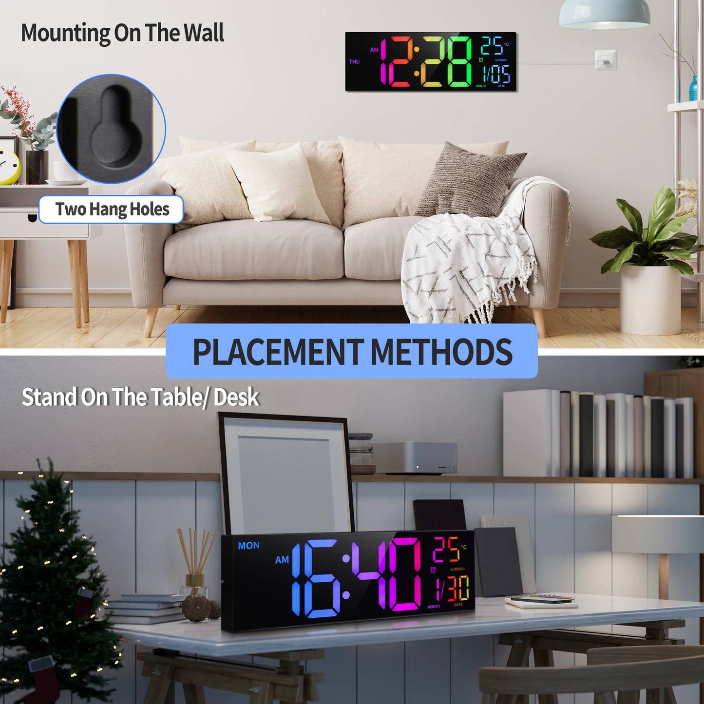Hign-concerned Digital Wall Clock With Led Display And Remote