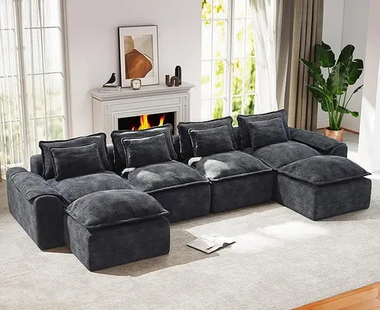 HUANZHUANG Cloud Modular Sectional Sofa With Ottomans
