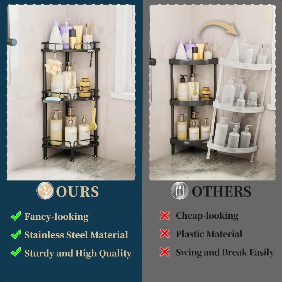 Corner Shower Caddy Stand 3 Tier Organizer With Soap Holder