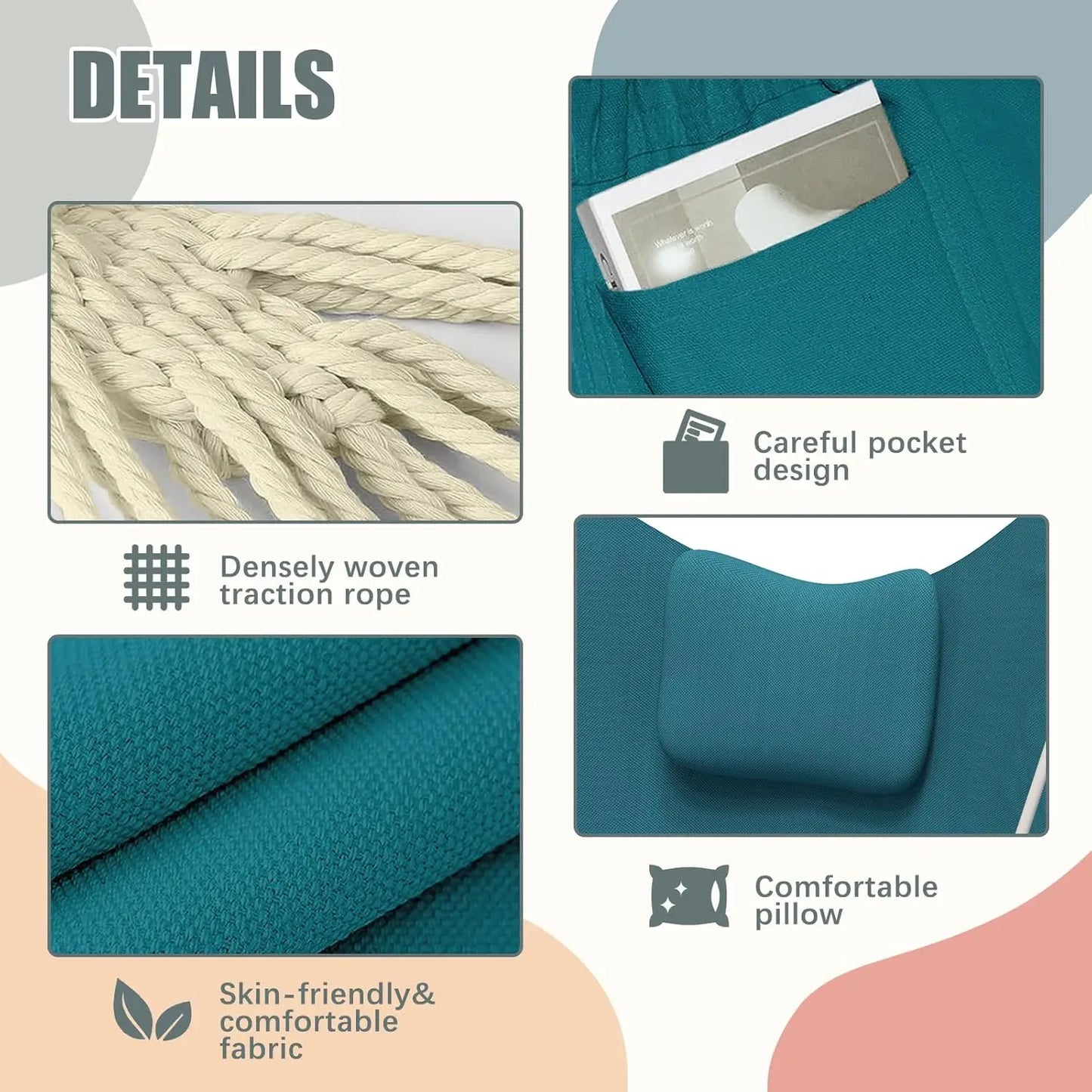 XMSJ Hammock Chair With Stand Heavy Duty Rustproof Hanging Chair