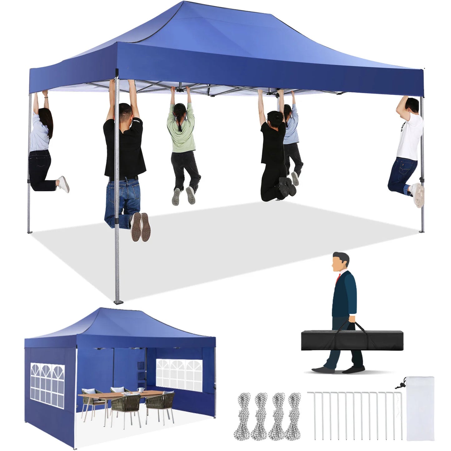 COBIZI Heavy Duty Pop Up Canopy Tent With Sidewalls